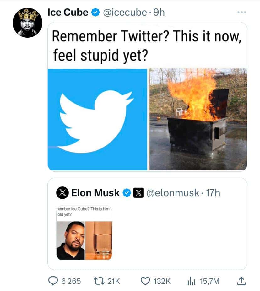 featured image for Ice Cube Claps Back at Elon Musk Over Tweeted Meme