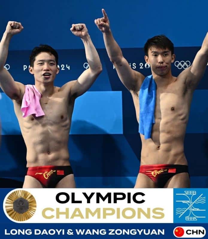 featured image for Wang Zongyuan and Long Daoyi Win Gold for China in Men’s Synchronised Diving at Paris 2024