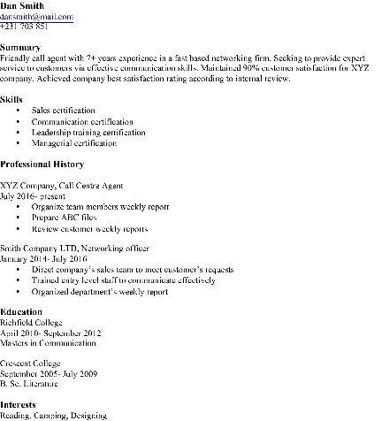 Combination format resume