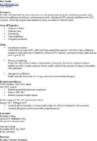 Functional format resume