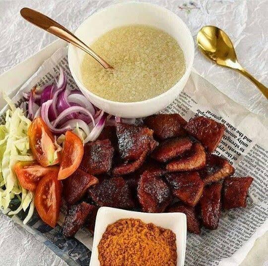 Garri and suya combo