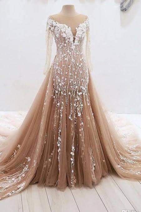 champagne wedding dress