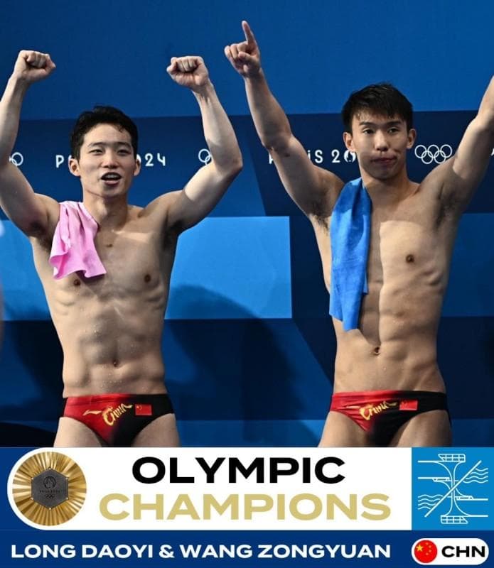 featured image for Wang Zongyuan and Long Daoyi Win Gold for China in Men’s Synchronised Diving at Paris 2024