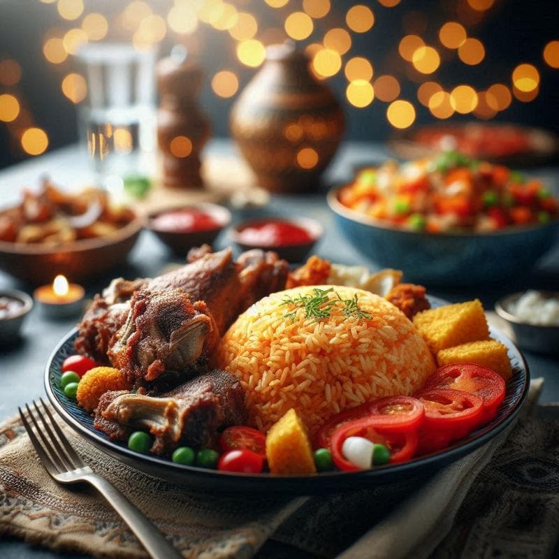 Jollof Rice and Mutton (ram meat)