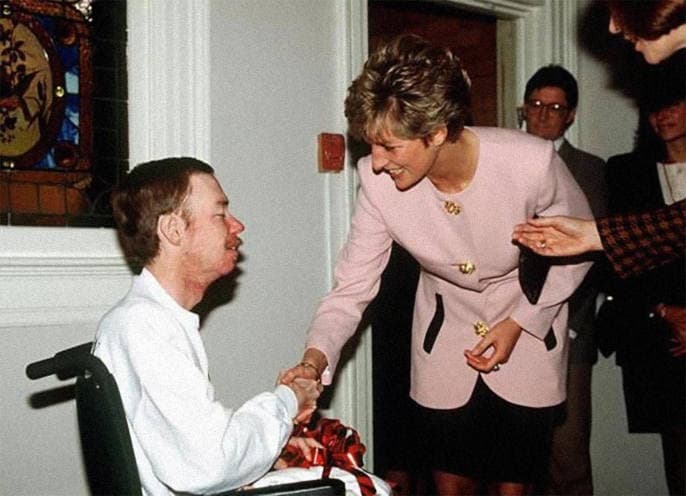 Late Diana, Princess of Wales, shaking hands with an AIDS patient